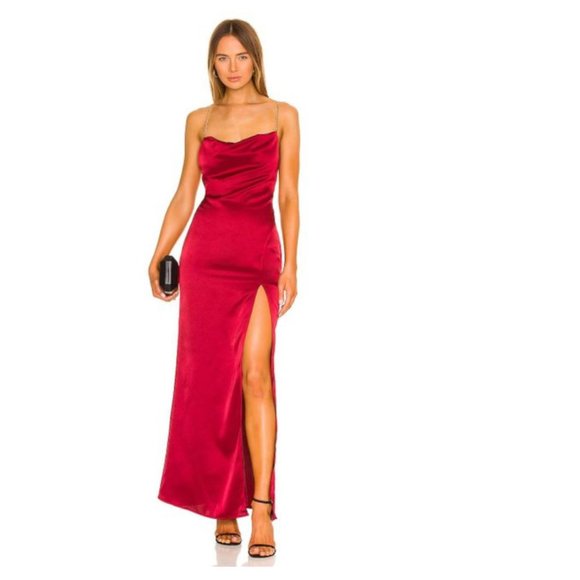 NBD Dresses & Skirts - NWT Ruby Red Alessi Gown with Gold Chain Backless
